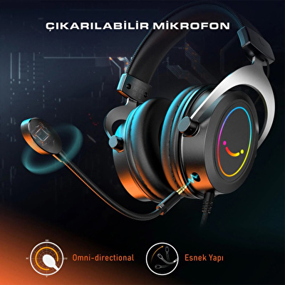 FIFINE H3 RGB Mikrofonlu Oyuncu Kulaklığı